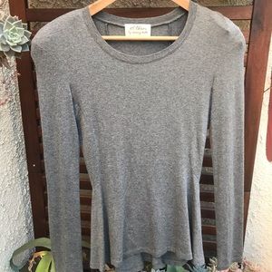 Torn by Ronny Kobo Gray Peplum Top w/Shoulder Pads